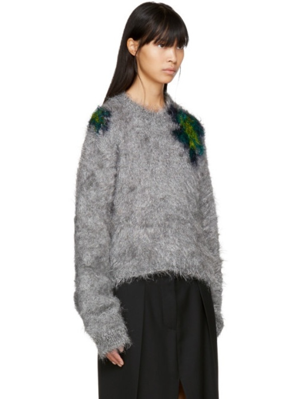 Acne Studios Grey Fhira Hairy Oversized Abstract Sweater Size XSmall
